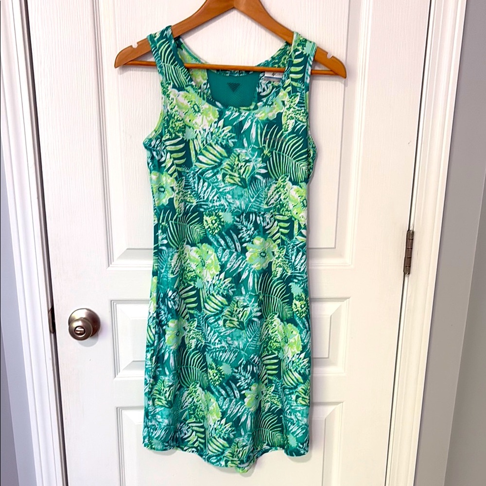 Columbia PFG Teal Leaf Pattern Dress